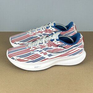 Saucony Ride 15 Banner White Athletic Running Shoes Womens 9.5 Red White Blue